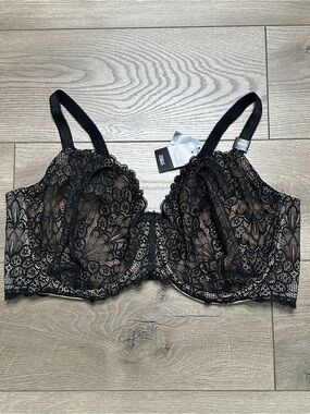 Torrid Curve Unlined Black Lace Balconette Underwire‎ Bra Size 46DDD